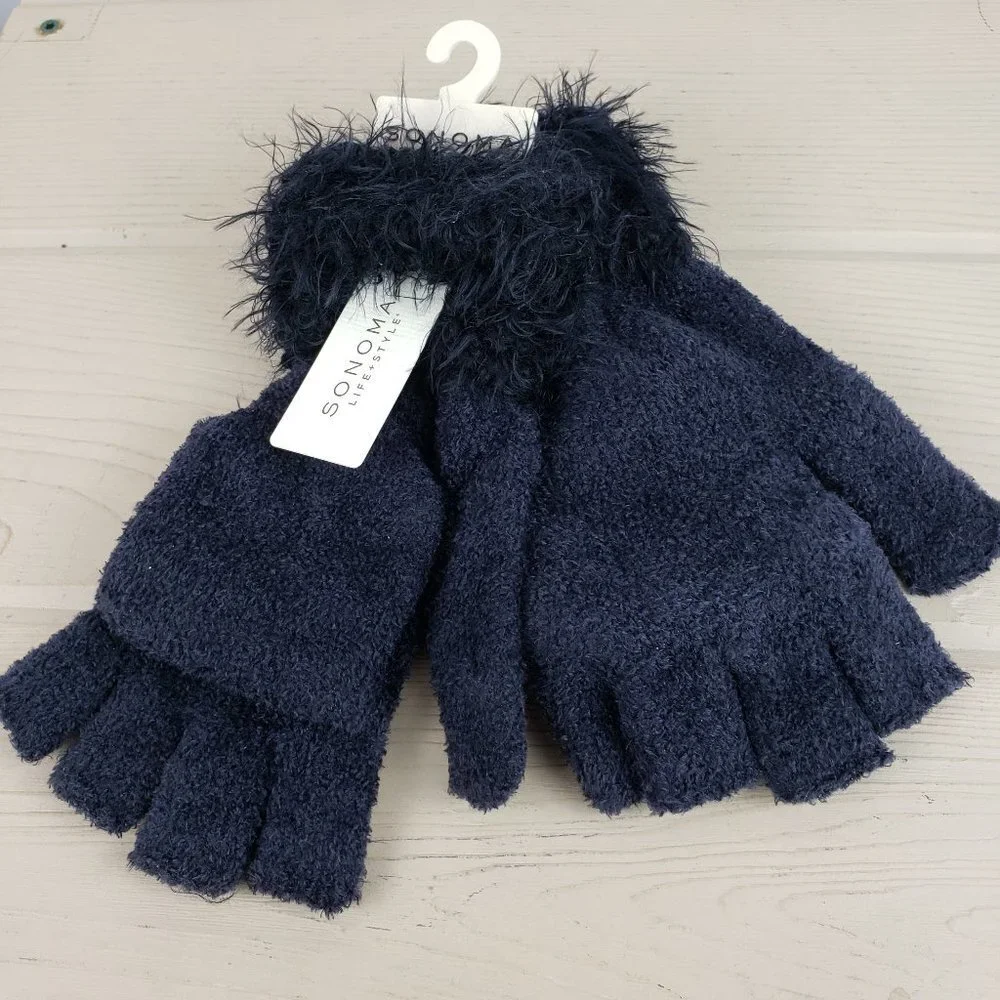 Sonoma Women's Plush Black Gloves NWT